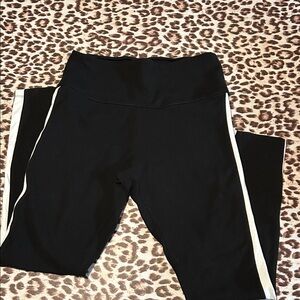 Victoria's Secret Black Leggings with White Stripes